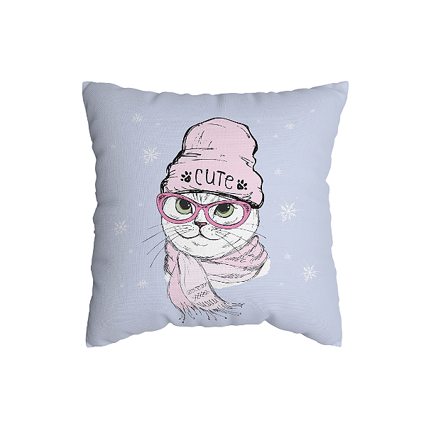 Capa de Almofada Gato Com Zíper
