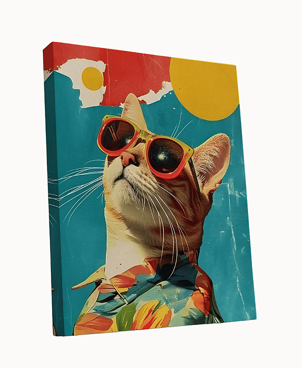 Tela Sublimada em Tecido Borda Infinita Gato