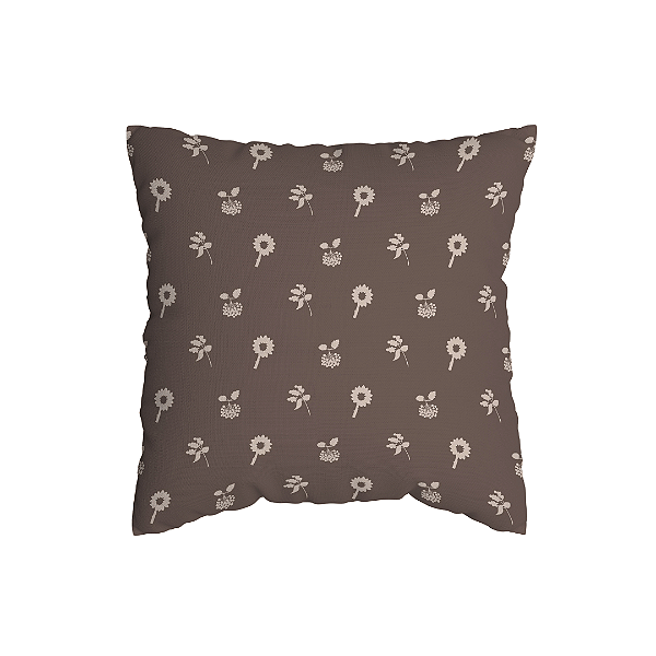 Capa de Almofada Floral Marrom Com Zíper