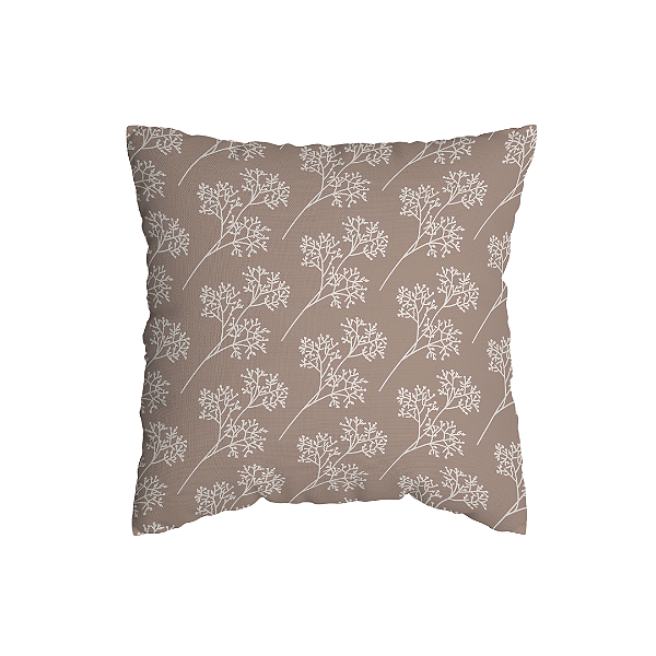 Capa de Almofada Floral Marrom Com Zíper