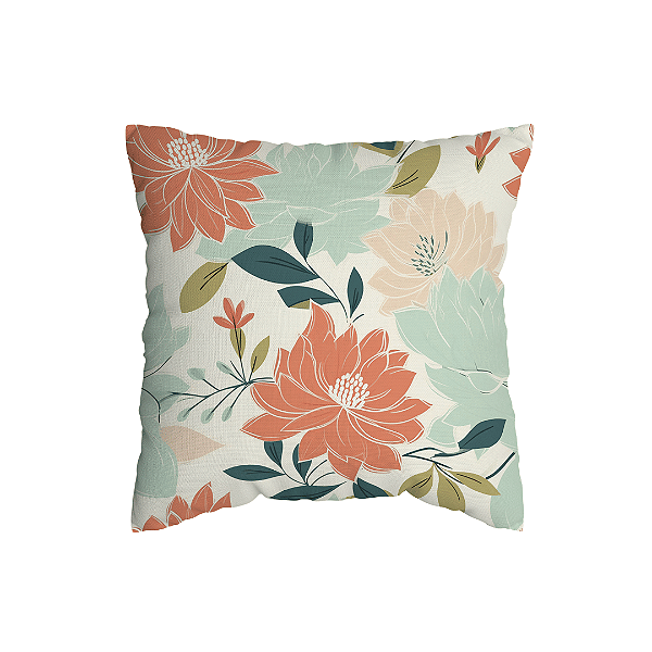 Capa de Almofada Floral Com Zíper