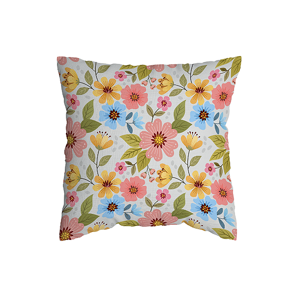 Capa de Almofada Floral Com Zíper