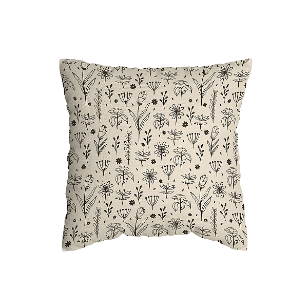 Capa de Almofada Floral Com Zíper
