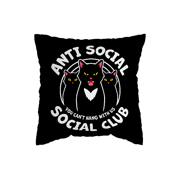 Capa de Almofada Anti Social Social Club Com Zíper