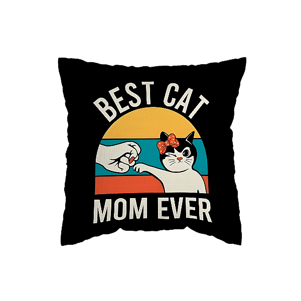 Capa de Almofada Best Cat Mom Com Zíper