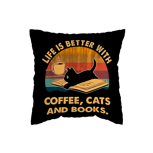 Capa de Almofada Life is Better With Cats Com Zíper