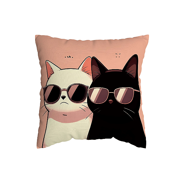 Capa de Almofada Gatinhos Preto e Branco Com Zíper