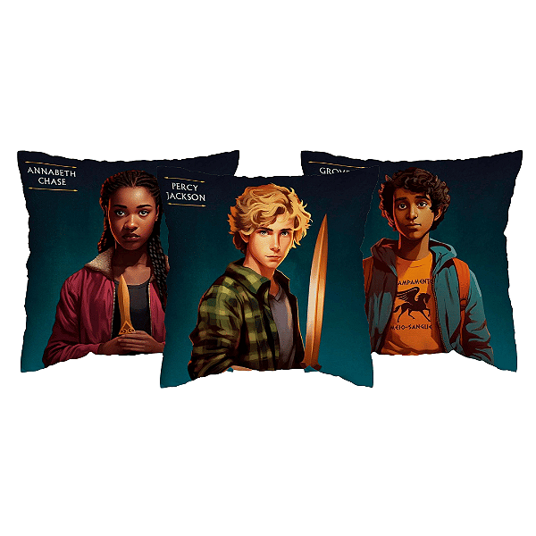 Kit 3 Capas de Almofada Percy, Annabeth e Grover Com Zíper