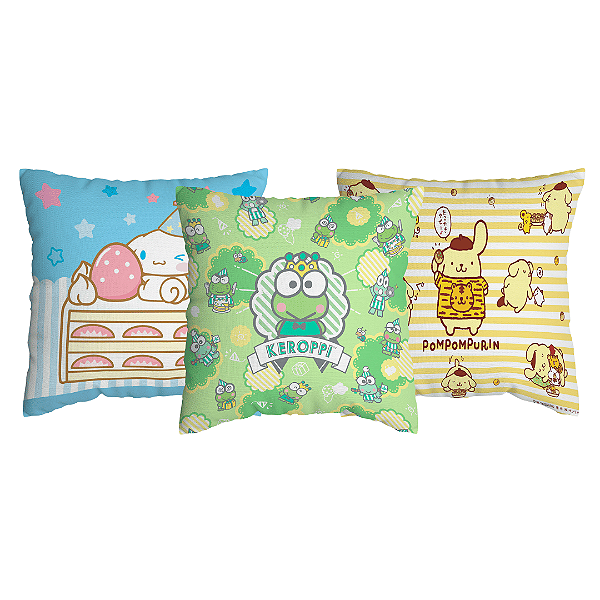 Kit 3 Capas de Almofada Sanrio Com Zíper
