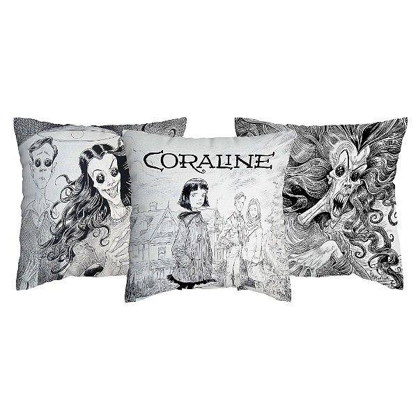 Kit 3 Capas de Almofada Coraline Com Zíper