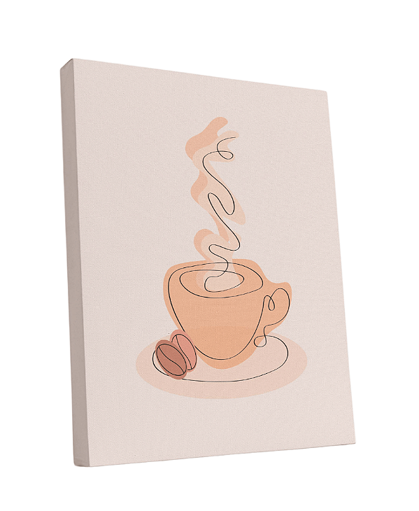 Tela Sublimada em Tecido Borda Infinita Xícara de Café Minimalista