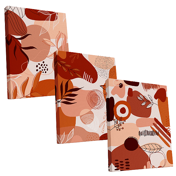 Kit 3 Telas Sublimadas em Tecido Borda Infinita Minimalista Terracota