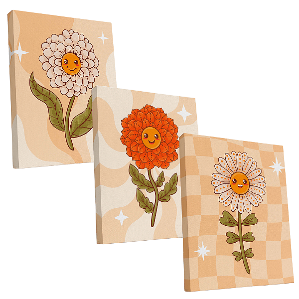 Kit 3 Telas Sublimadas em Tecido Borda Infinita Flores