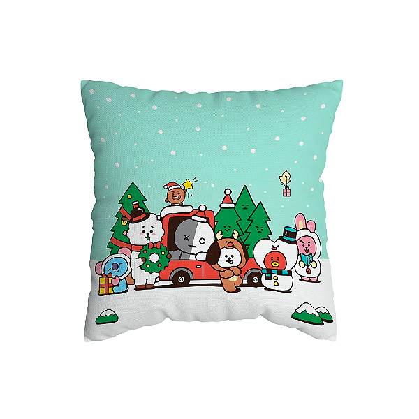Capa de Almofada BTS BT21 Natalina Com Zíper