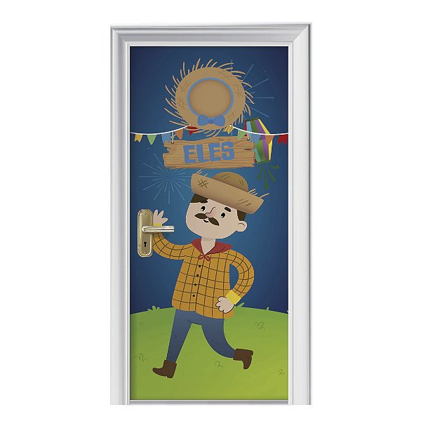 Capa de Porta Banheiro Masculino Festa Junina/Arraia c/ Elástico