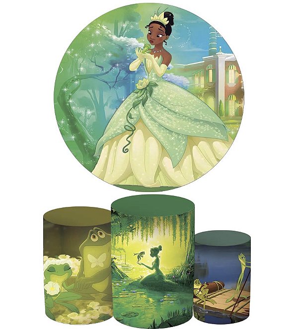 Kit Festa princesas (1 capa de painel redondo 150cm de diâmetro + 3 capas de cilindros)