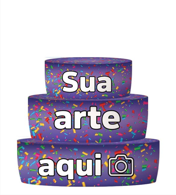 Bolo Fake Trio De Capas Tecido Sublimado Veste Fácil