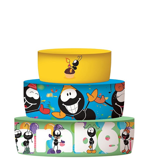 Bolo Fake Trio De Capas Tecido Sublimado Veste Fácil - Vários Temas