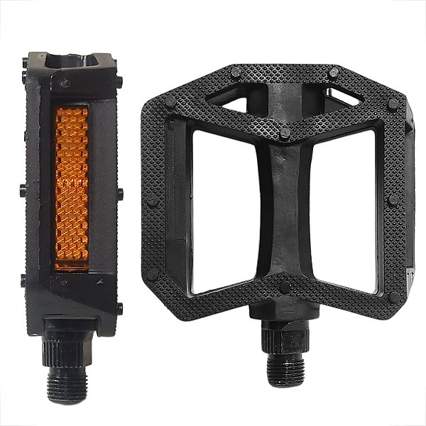 Par Pedal Plataforma Bicicleta 9/16 Preto Eixo de Aço