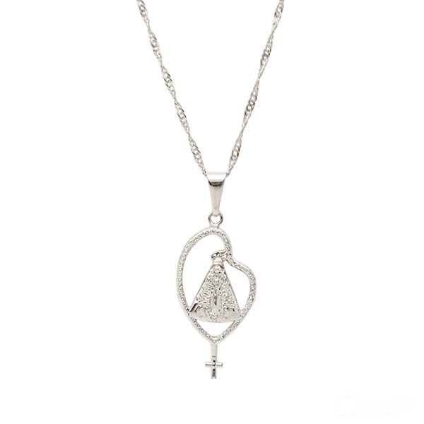 Colar Terço Nossa Senhora Aparecida Ródio