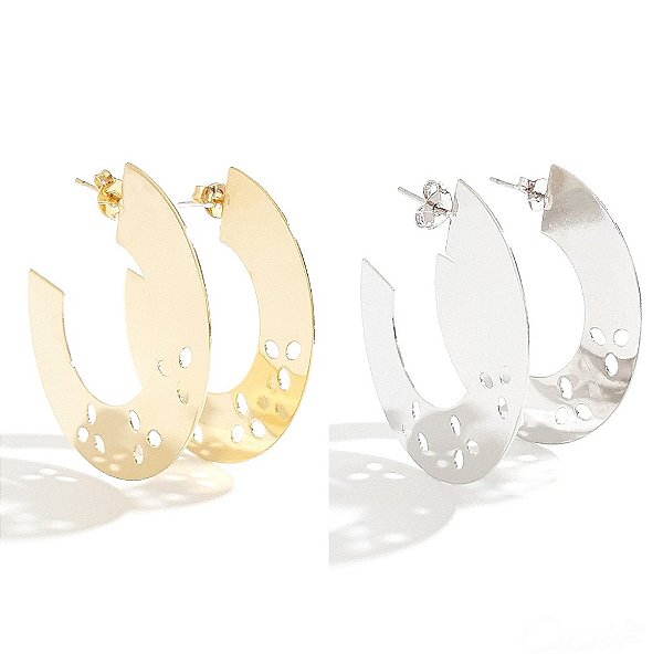 Brinco Argola Cassie Floral Meia Lua