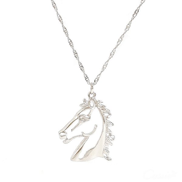 Colar Cavalo Ródio Zircônia