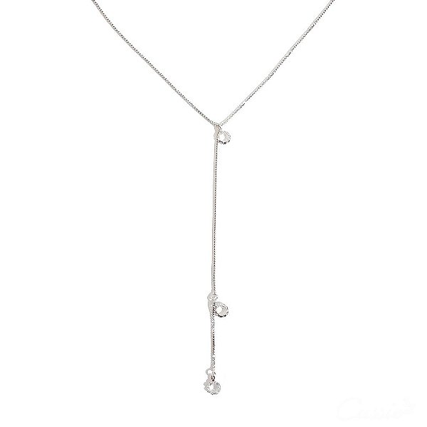 Colar Gravatinha Cristais Ródio