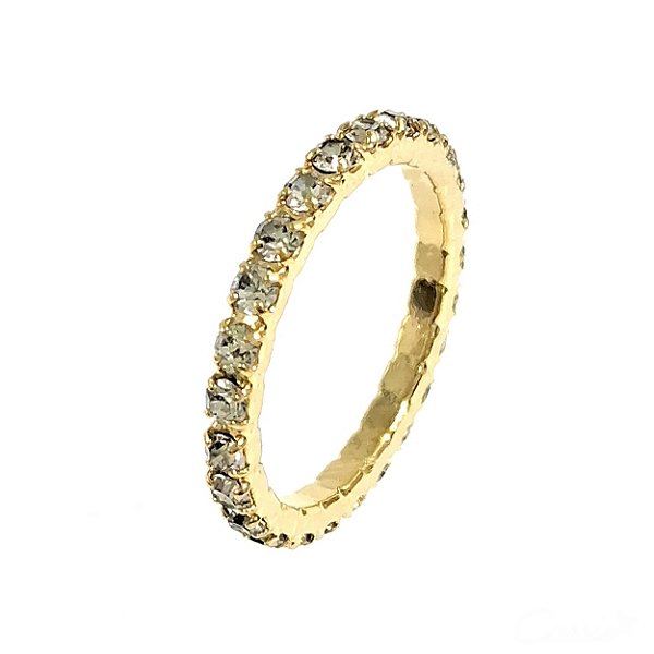Anel Aparador Strass Banhado a Ouro