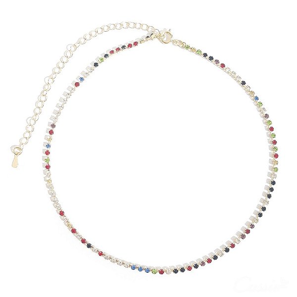 Choker Strass Coloridos