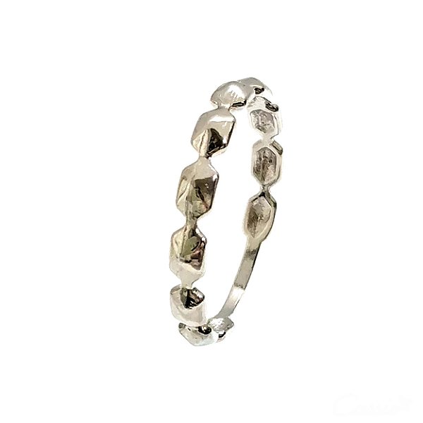 Anel Geométrico Banhado a Ródio