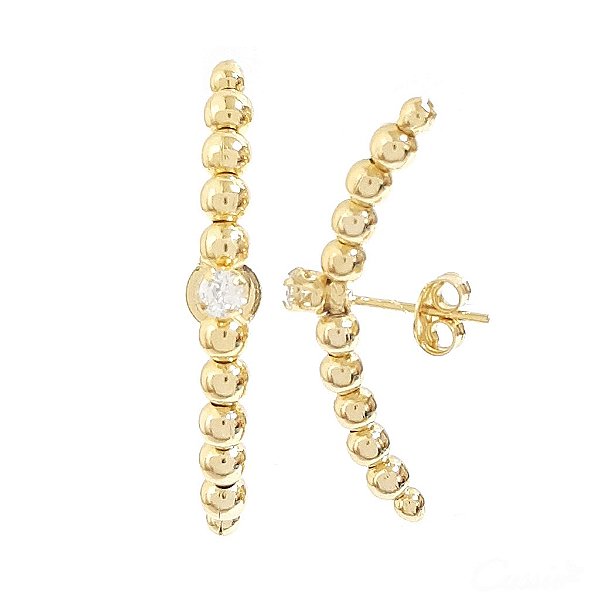 Brinco Curvado Bolinhas Zircônia