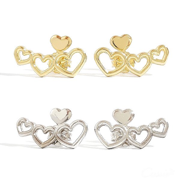 Brinco Ear Cuff Corações