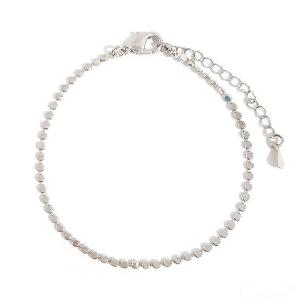 Pulseira Mini Bolinhas Achatadas Ródio