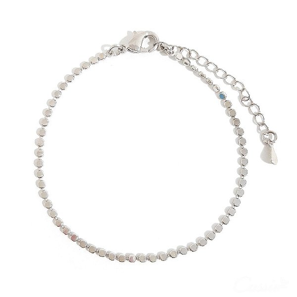 Pulseira Mini Bolinhas Achatadas Ródio