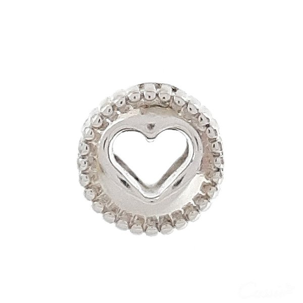 Berloque Charm Separador Coração Vazado Ródio