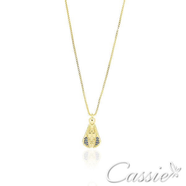 Colar Nossa Senhora Aparecida Zircônias Azuis