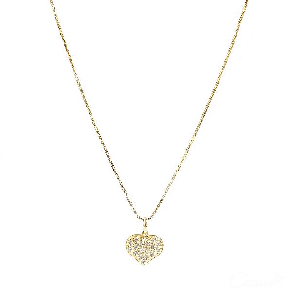 Colar Coração Pequeno Zircônias