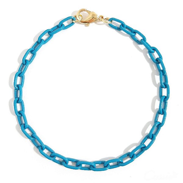 Pulseira Elos Retos Colorida Azul