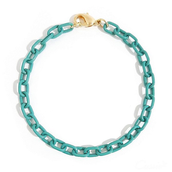 Pulseira Elos Retos Colorida Verde