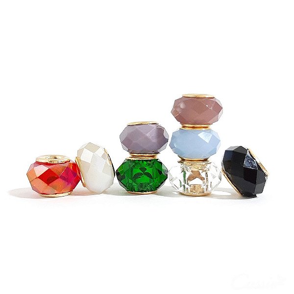 Berloque Charm Separador Colorido Dourado