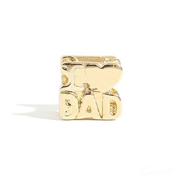 Berloque Charm I Love Dad Banhado a Ouro