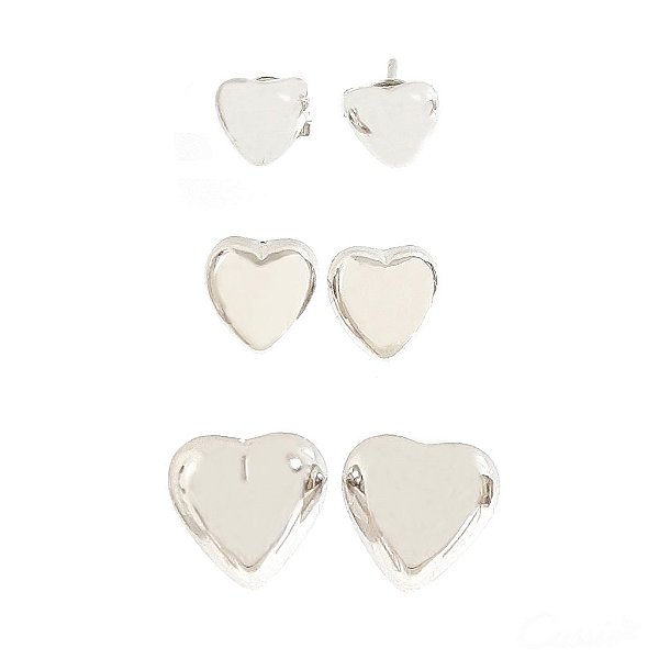 Brinco Coração Pequeno Ródio