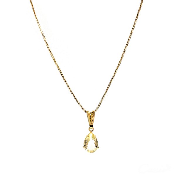 Colar Gota Pequena Zircônia Amarela