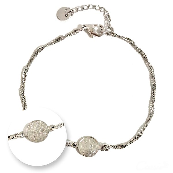 Pulseira Medalhinha São Bento Ródio