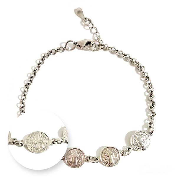 Pulseira Medalhinhas São Bento Ródio