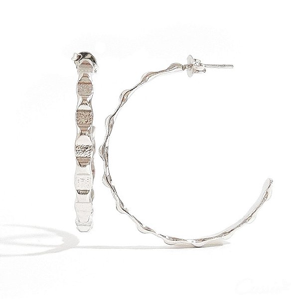 Brinco Argola Trabalhada Ródio