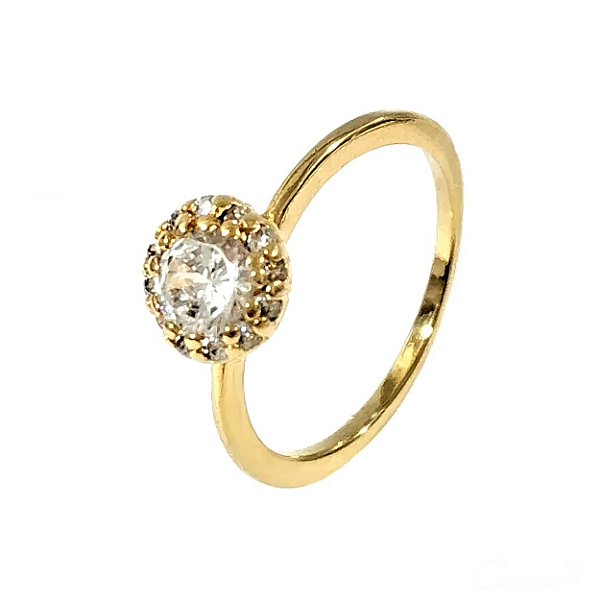 Anel Solitário Chuveirinho Zircônias