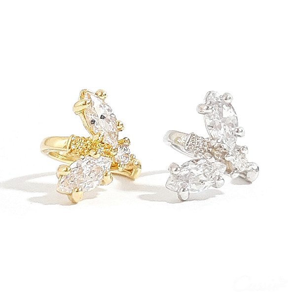 Brinco Piercing Fake Navetes Zircônias