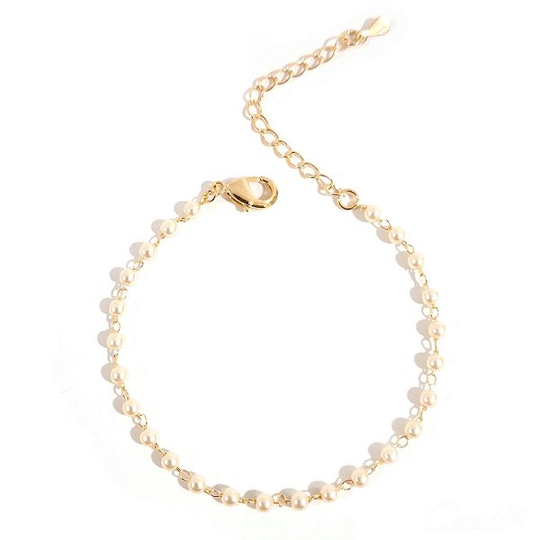 Pulseira Mini Pérolas Banhada a Ouro 18k