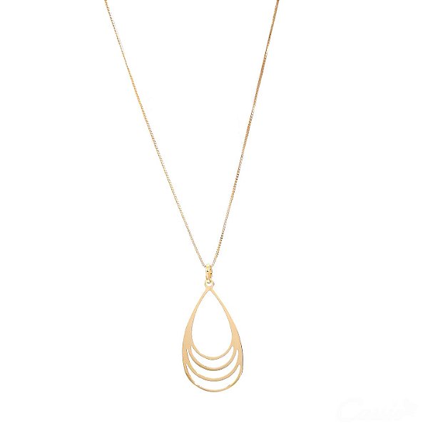 Colar Gota Vazada Elegante Banhado a Ouro 18k